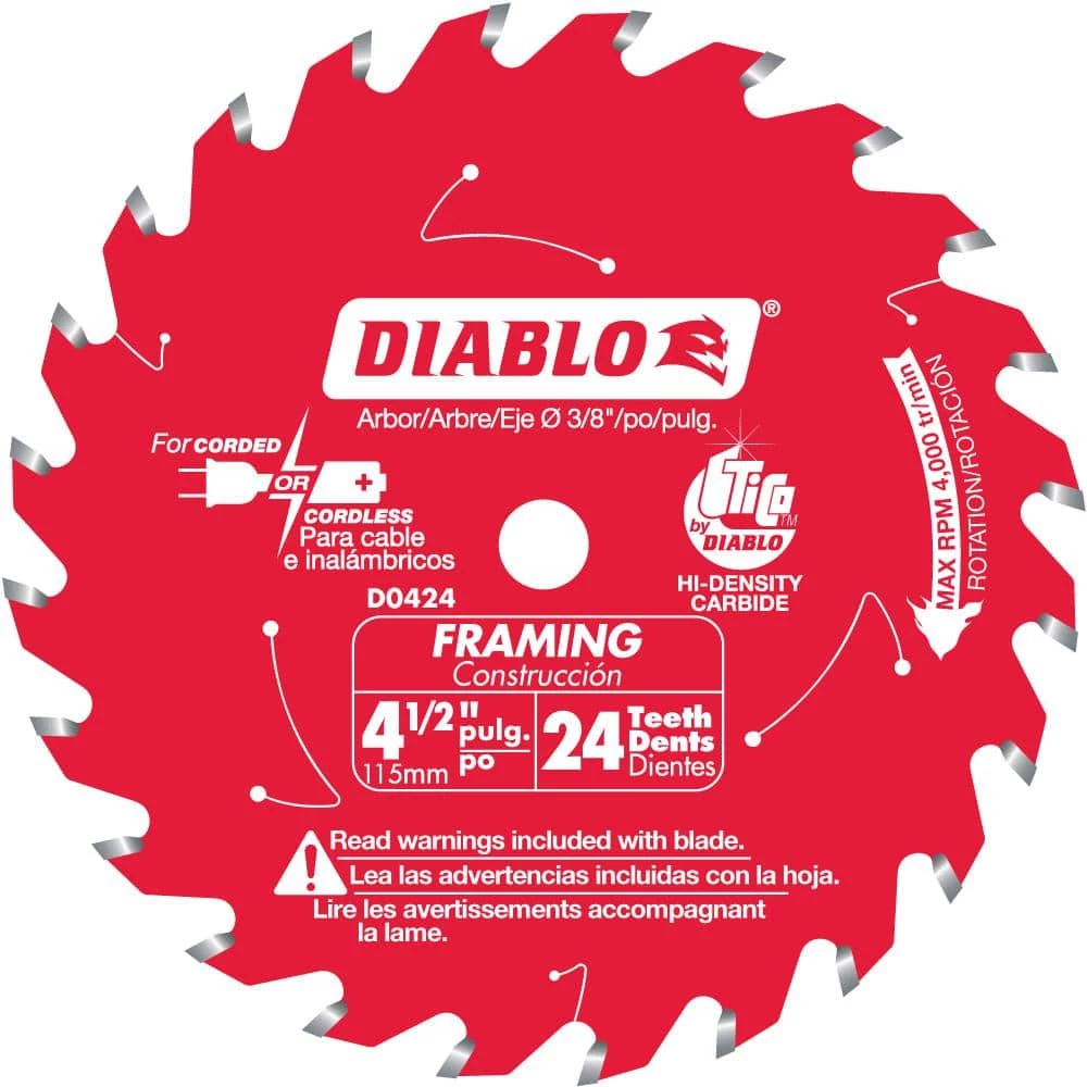 DIABLO 4-1/2 in. x 24-Tooth Framing Circular Saw Blade 3 DIABLO 4-1/2 in. x 24-Tooth Framing Circular Saw Blade