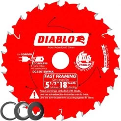 DIABLO 5-1/2 in. x 18-Tooth Fast Framing Circular Saw Blade with Bushings