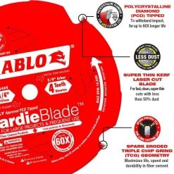 DIABLO HARDIEBlade 7-1/4 in. x 4-Tooth Polycrystalline Diamond (PCD) Tipped Fiber Cement Circular Saw Blade -Diablo Shop diablo circular saw blades d0704dh c3 1000