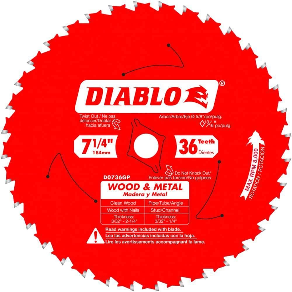 DIABLO 7-1/4 in. x 36-Tooth Wood & Metal Circular Saw Blade 3 DIABLO 7-1/4 in. x 36-Tooth Wood & Metal Circular Saw Blade