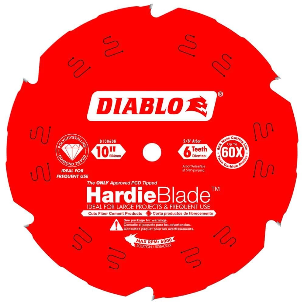DIABLO HARDIEBlade 10 in. x 6-Tooth Polycrystalline Diamond (PCD) Tipped Fiber Cement Circular Saw Blade 3 DIABLO HARDIEBlade 10 in. x 6-Tooth Polycrystalline Diamond (PCD) Tipped Fiber Cement Circular Saw Blade
