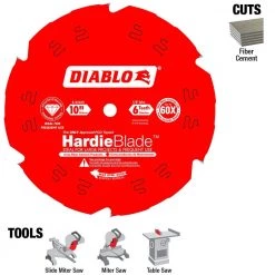 DIABLO HARDIEBlade 10 in. x 6-Tooth Polycrystalline Diamond (PCD) Tipped Fiber Cement Circular Saw Blade 18 DIABLO HARDIEBlade 10 in. x 6-Tooth Polycrystalline Diamond (PCD) Tipped Fiber Cement Circular Saw Blade -Diablo Shop diablo circular saw blades d1006dh c3 1000