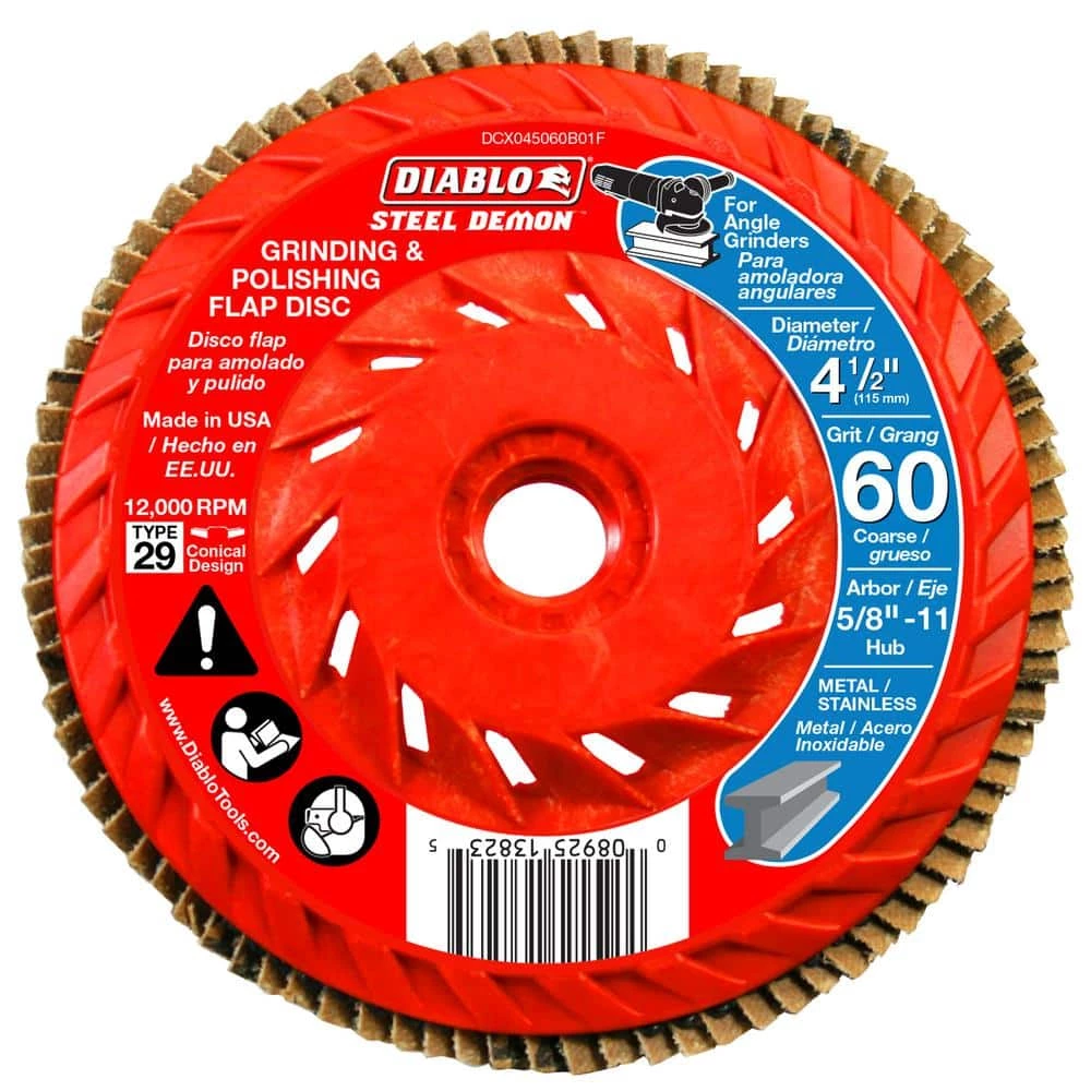 DIABLO 4-1/2 in. 60-Grit Steel Demon Grinding and Polishing Flap Disc with Integrated Speed Hub 3 DIABLO 4-1/2 in. 60-Grit Steel Demon Grinding and Polishing Flap Disc with Integrated Speed Hub