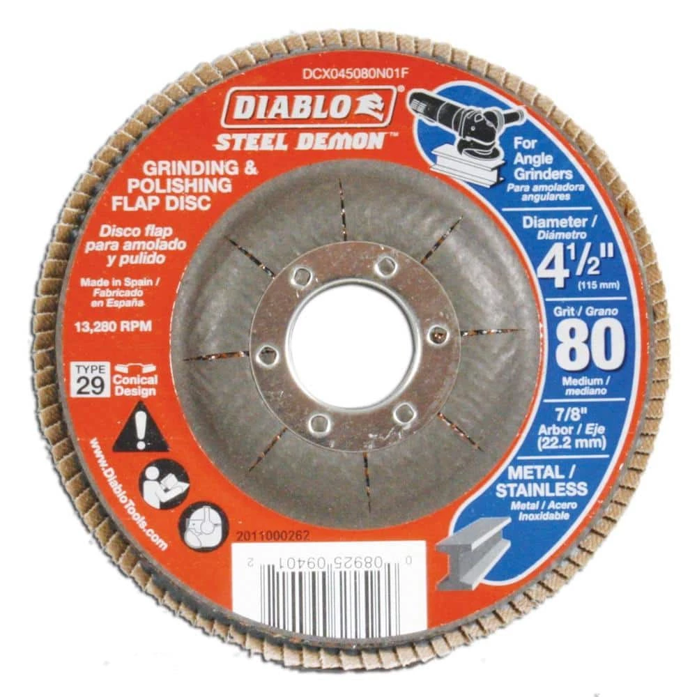 DIABLO 4-1/2 in. 80-Grit Steel Demon Grinding and Polishing Flap Disc with Type 29 Conical Design 3 DIABLO 4-1/2 in. 80-Grit Steel Demon Grinding and Polishing Flap Disc with Type 29 Conical Design