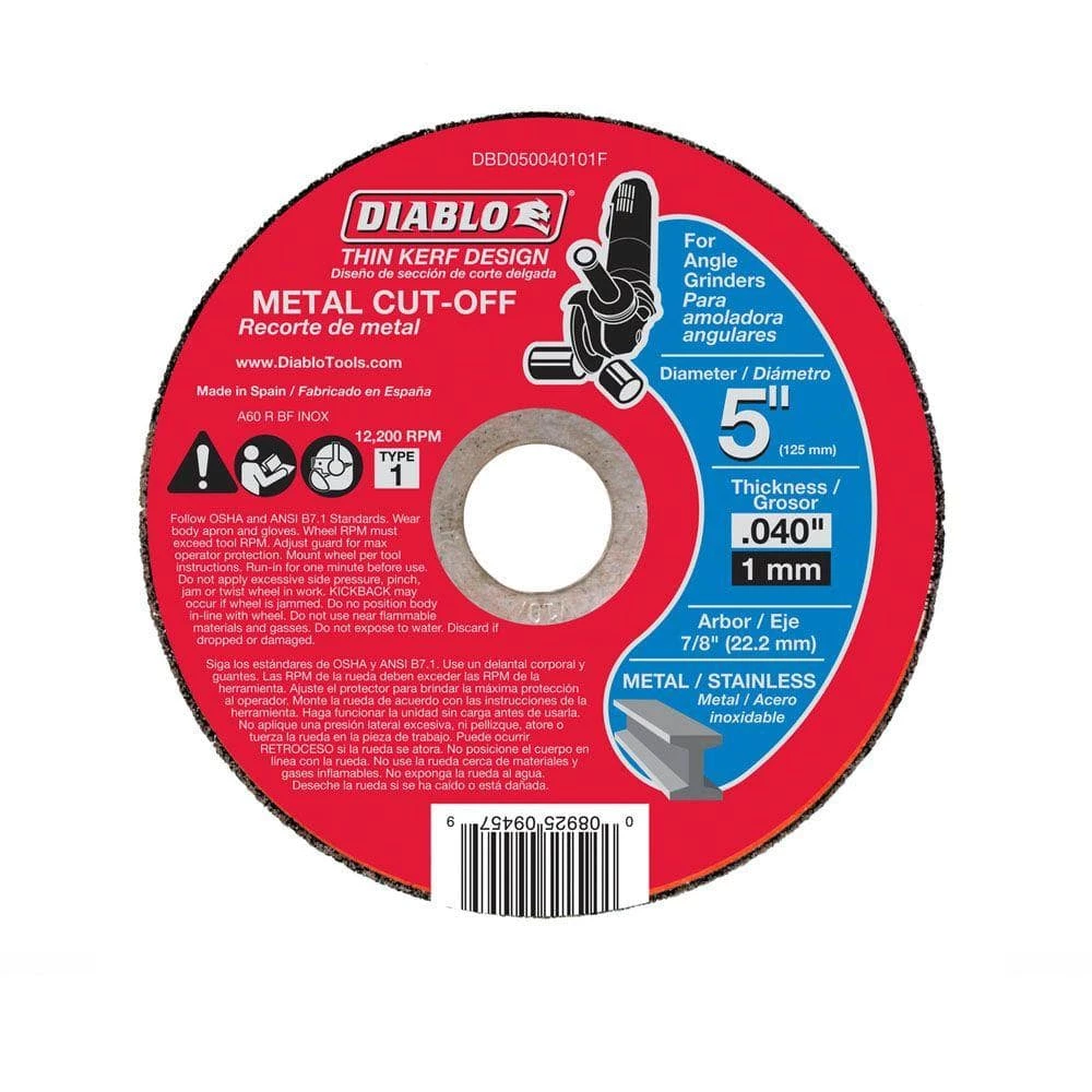 DIABLO 5 in. x 0.040 in. x 7/8 in. Thin Kerf Metal Cut-Off Disc 3 DIABLO 5 in. x 0.040 in. x 7/8 in. Thin Kerf Metal Cut-Off Disc