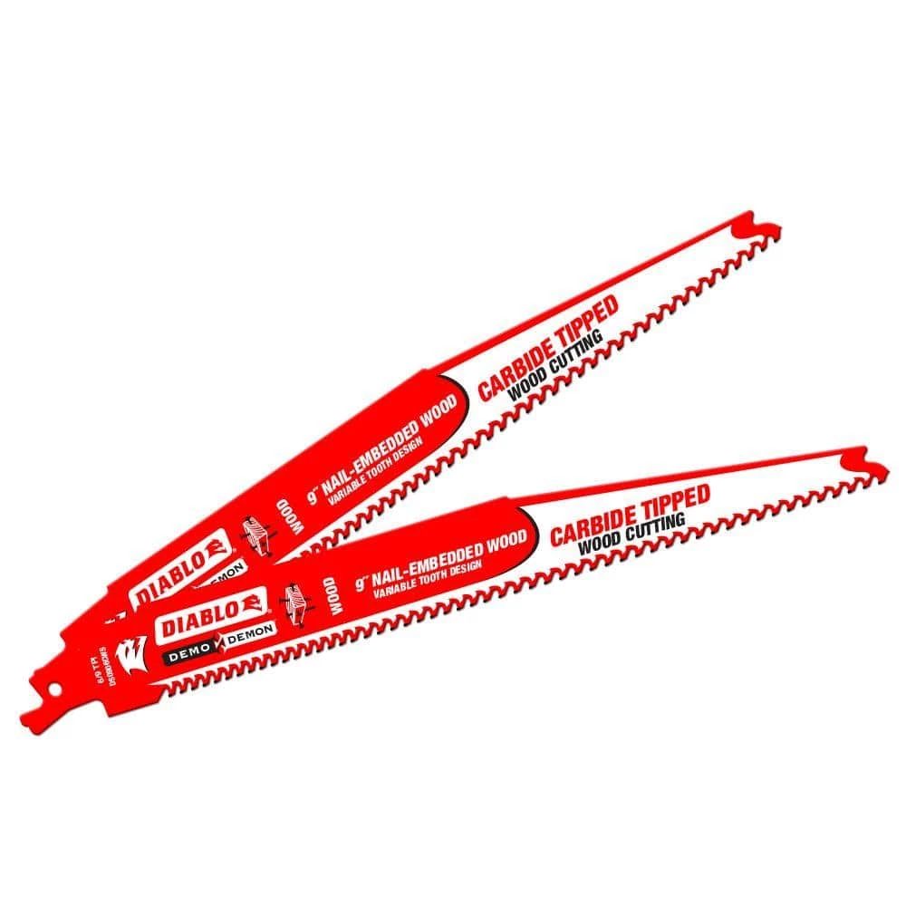 DIABLO 9 in. x 6/9 TPI Demo Demon Carbide Tipped Reciprocating Saw Blade for Nail Embedded Wood (2-Pack) 3 DIABLO 9 in. x 6/9 TPI Demo Demon Carbide Tipped Reciprocating Saw Blade for Nail Embedded Wood (2-Pack)