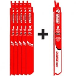DIABLO 9 in. 14/18 TPI SD Bi-Metal Reciprocating Saw Blades for Medium Metal Cutting (5-Pack) with Bonus 9 in. Carbide Blade