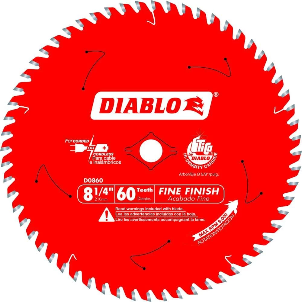 DIABLO 8-1/4 in. x 60-Tooth Fine Finish Circular Saw Blade 3 DIABLO 8-1/4 in. x 60-Tooth Fine Finish Circular Saw Blade