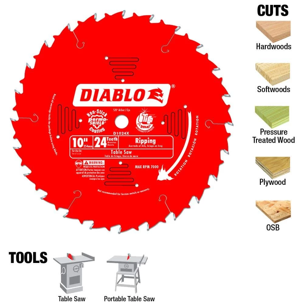DIABLO 10 in. x 24-Tooth Ripping Circular Saw Blade 5 DIABLO 10 in. x 24-Tooth Ripping Circular Saw Blade - Image 3