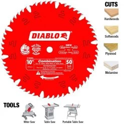 DIABLO 10 in. x 50-Tooth Combination Circular Saw Blade -Diablo Shop diablo table saw blades miter saw blades d1050x 40 1000