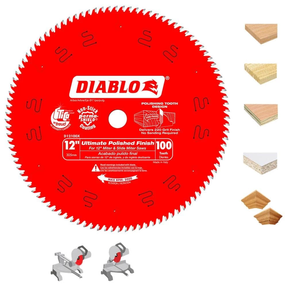 DIABLO 12 in. x 100-Tooth Ultimate Polished Finish Circular Saw Blade (15-Pack) 3 DIABLO 12 in. x 100-Tooth Ultimate Polished Finish Circular Saw Blade (15-Pack)