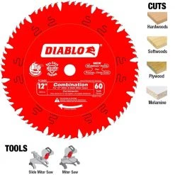 DIABLO 12 in. x 60-Tooth Combination Circular Saw Blade -Diablo Shop diablo table saw blades miter saw blades d1260x 1d 1000