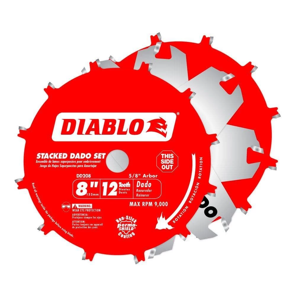 DIABLO 8 in. x 12-Tooth Stacked Dado Saw Blade Set 3 DIABLO 8 in. x 12-Tooth Stacked Dado Saw Blade Set
